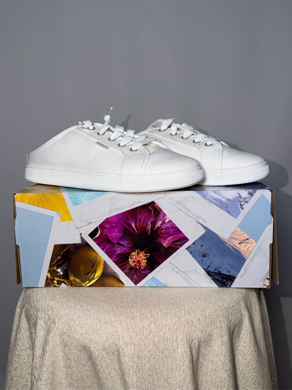 Roxy Bayshore Plus Women's White Canvas Slip On Platform Sneakers